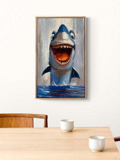 Neşeli Köpek Balığı Yağlı Boya Tablosu