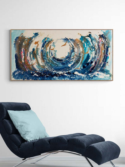 Dalgaların İçinde Kuşlar Yağlı Boya Tablosu