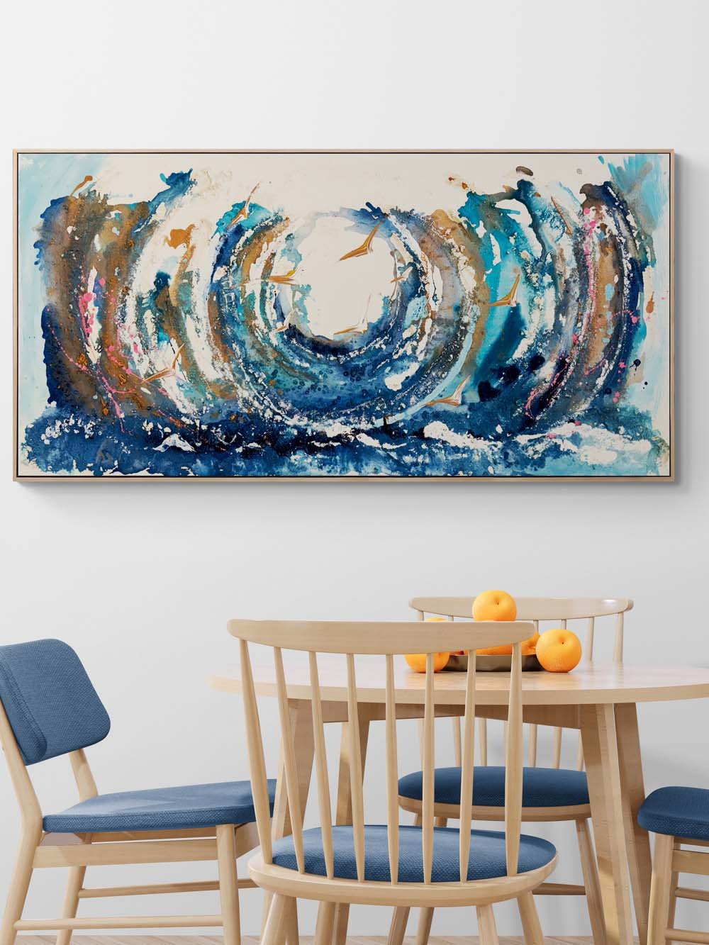 Dalgaların İçinde Kuşlar Yağlı Boya Tablosu