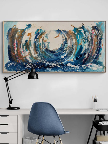 Dalgaların İçinde Kuşlar Yağlı Boya Tablosu