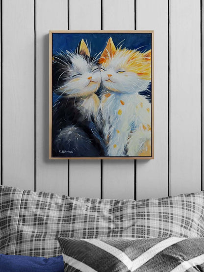 Mırıldayan Dostluk Yağlı Boya Tablosu