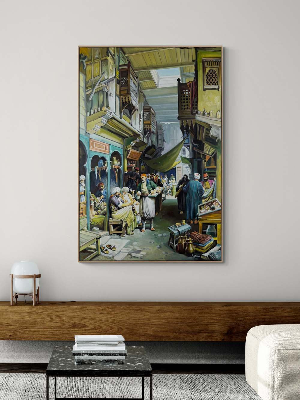 Eski İstanbul Çarşısında Yağlı Boya Tablosu