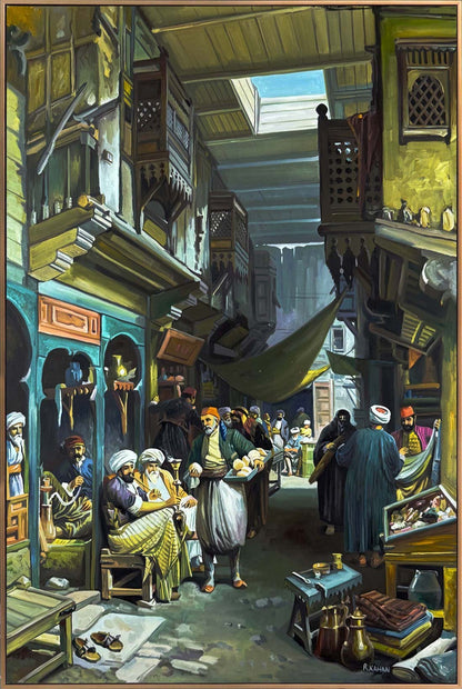 Eski İstanbul Çarşısında Yağlı Boya Tablosu