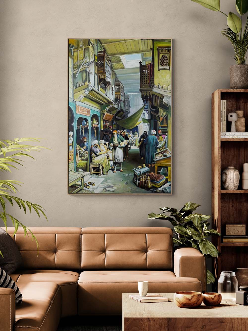 Eski İstanbul Çarşısında Yağlı Boya Tablosu