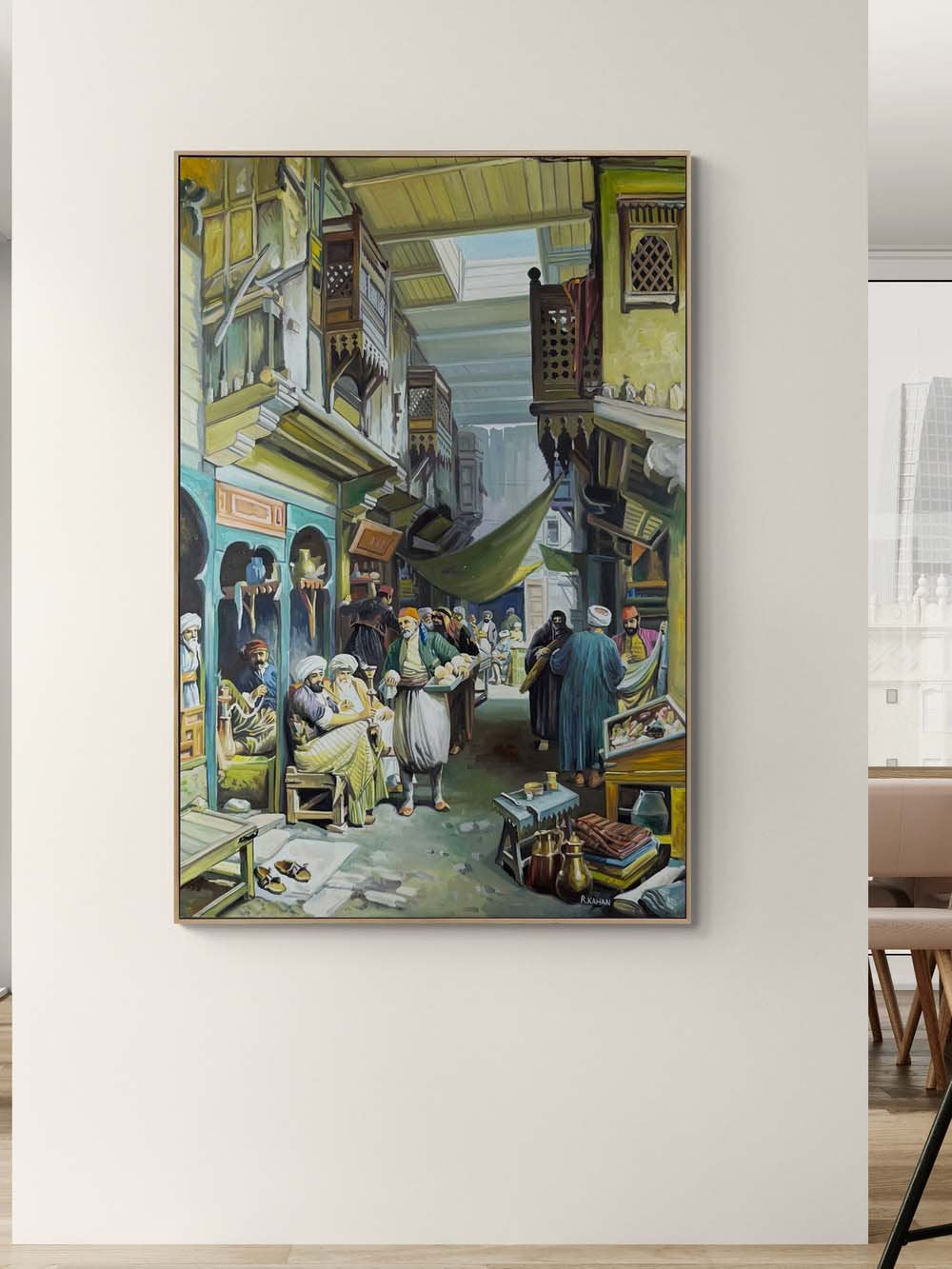 Eski İstanbul Çarşısında Yağlı Boya Tablosu