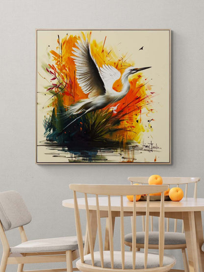 Turna Kuşu Gökyüzünde Yağlı Boya Tablosu