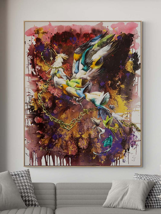 Kanatların Buluşması Simurg Yağlı Boya Tablosu