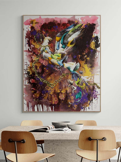 Kanatların Buluşması Simurg Yağlı Boya Tablosu