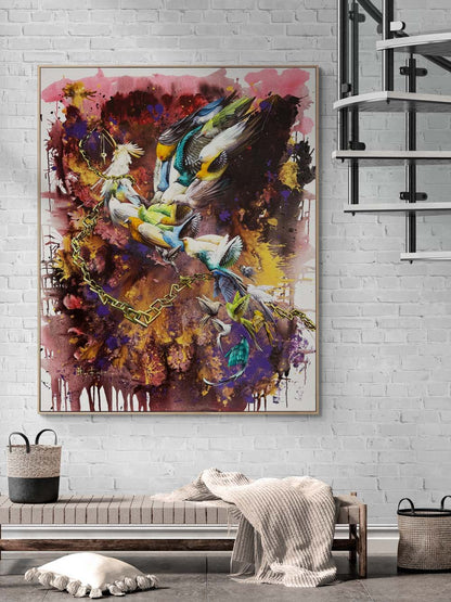 Kanatların Buluşması Simurg Yağlı Boya Tablosu