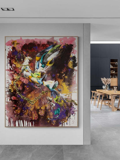 Kanatların Buluşması Simurg Yağlı Boya Tablosu