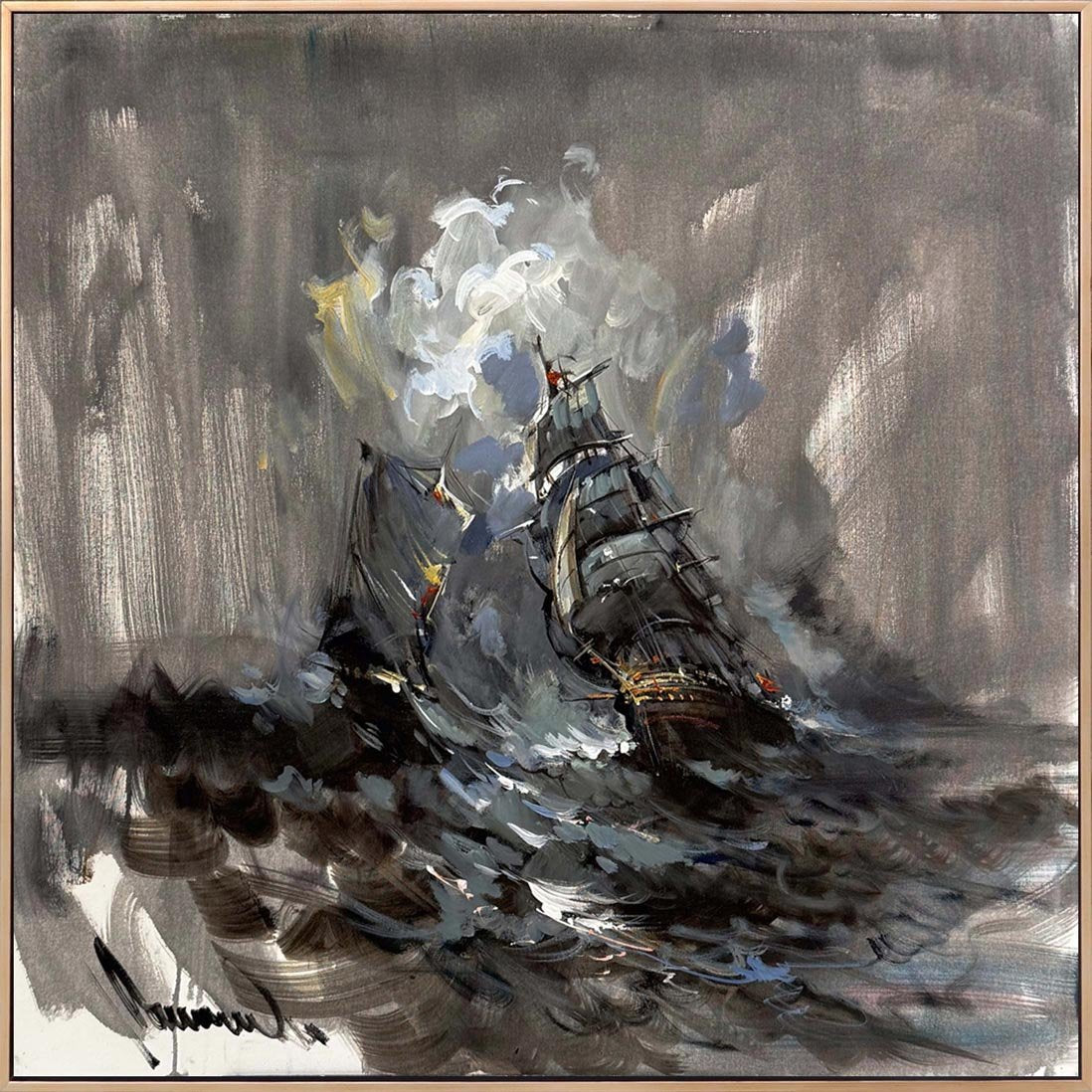 Rüzgarın Peşinde Yelkenli Yağlı Boya Tablosu