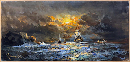 Mavilikte Yolculuk Yağlı Boya Tablosu