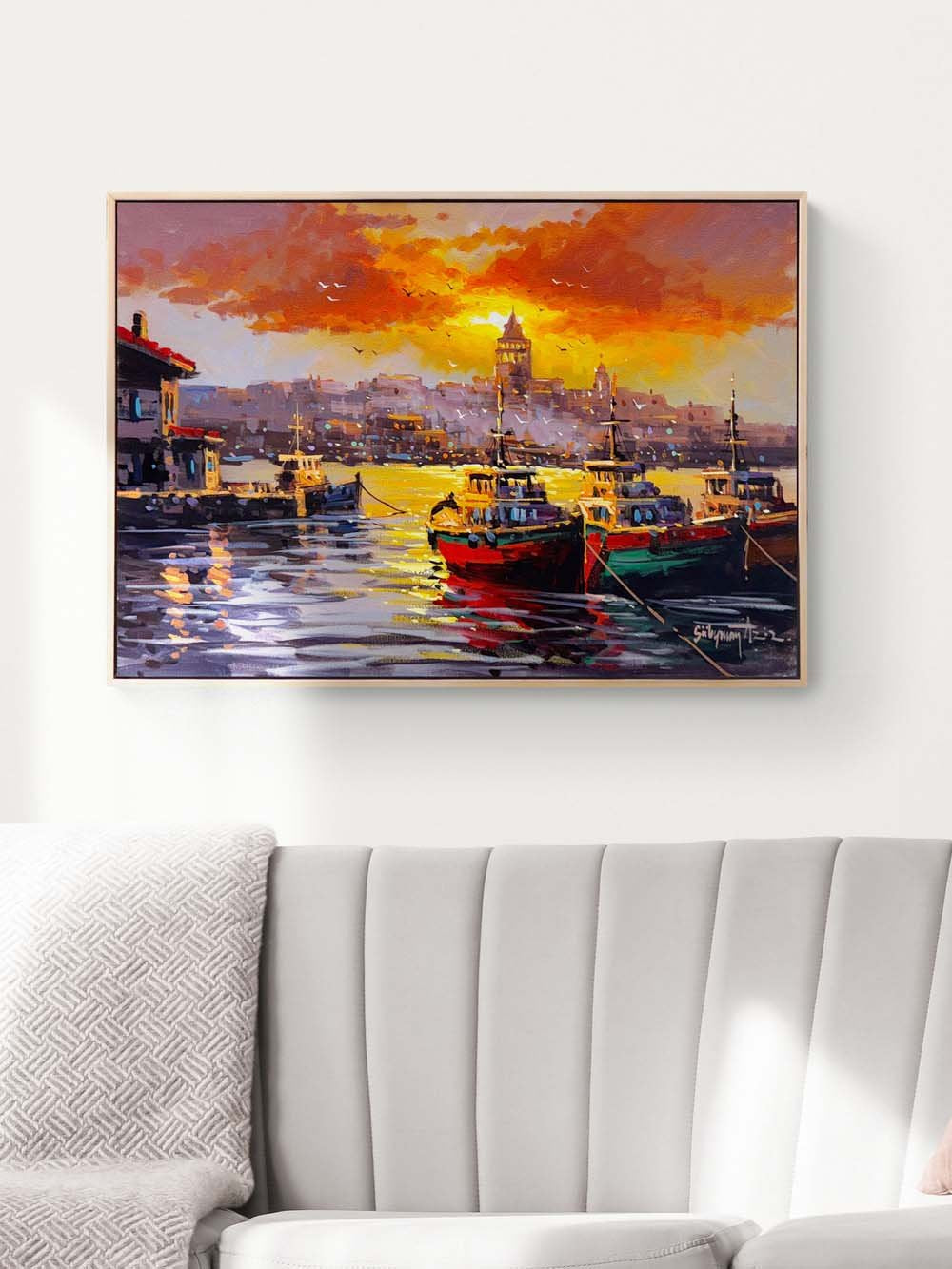 İstanbul’da Gün Batımı Yağlı Boya Tablosu