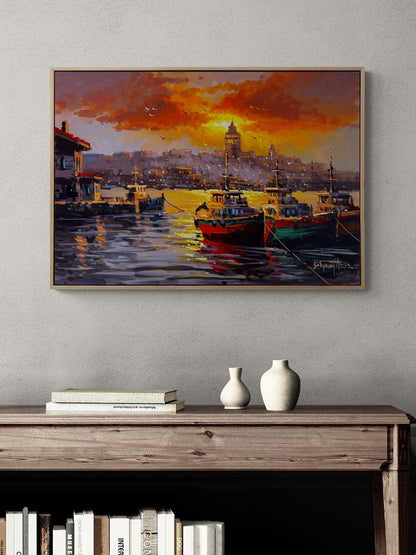 İstanbul’da Gün Batımı Yağlı Boya Tablosu