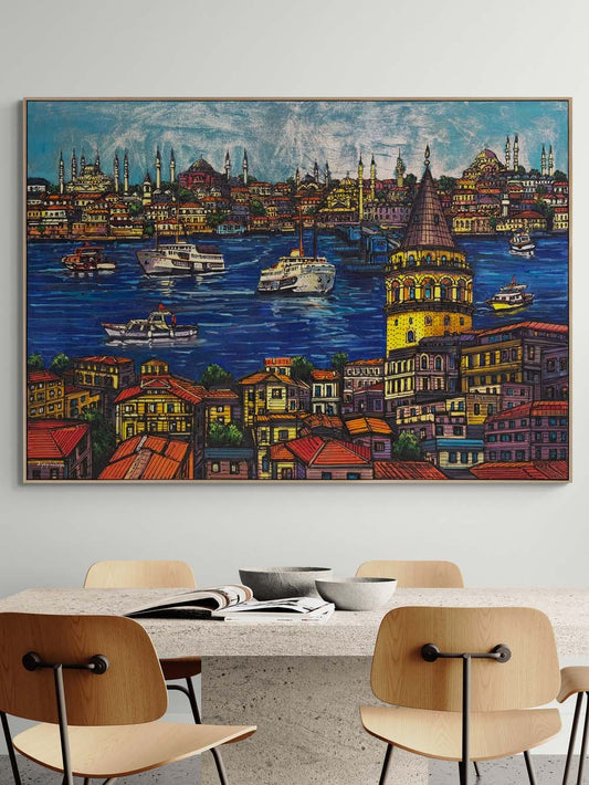 Haliç’te Sessiz Şehir Yağlı Boya Tablosu