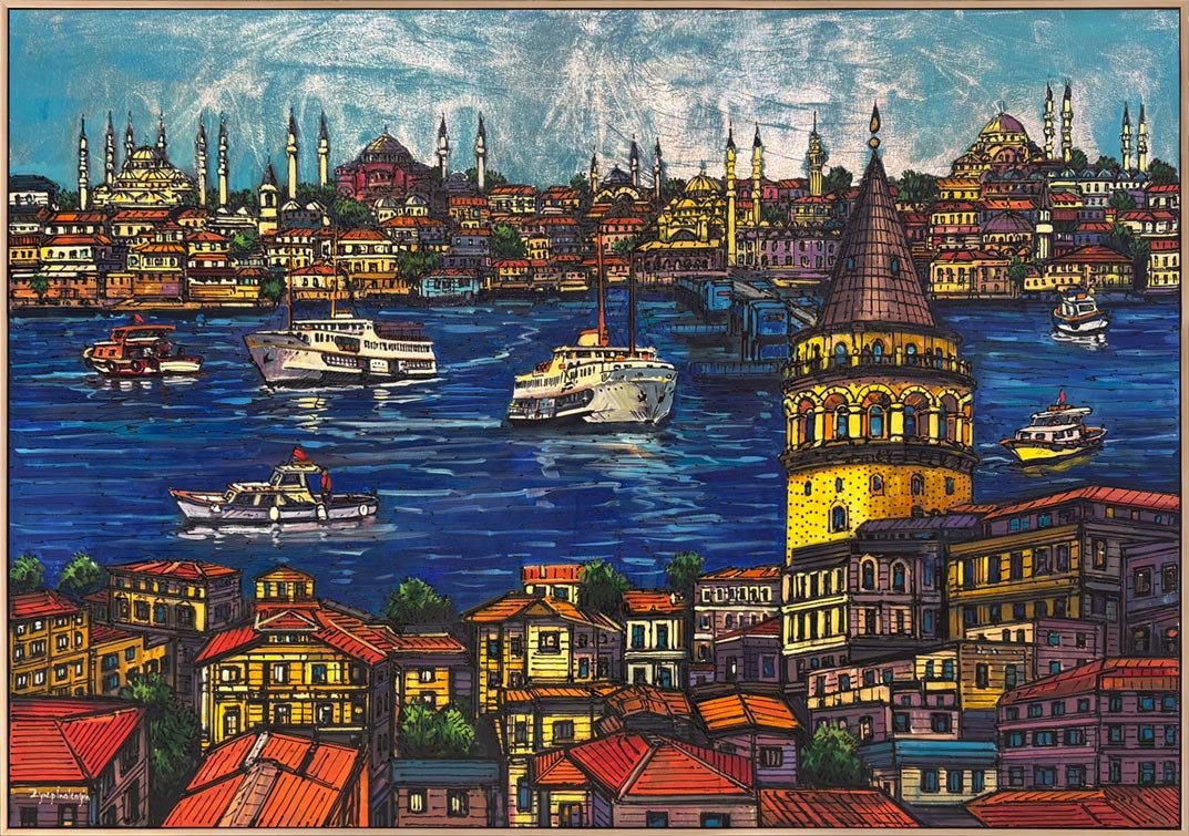 Haliç’te Sessiz Şehir Yağlı Boya Tablosu