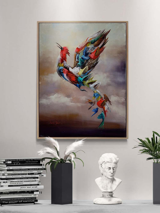 Kanatlarda Simurg Yağlı Boya Tablosu