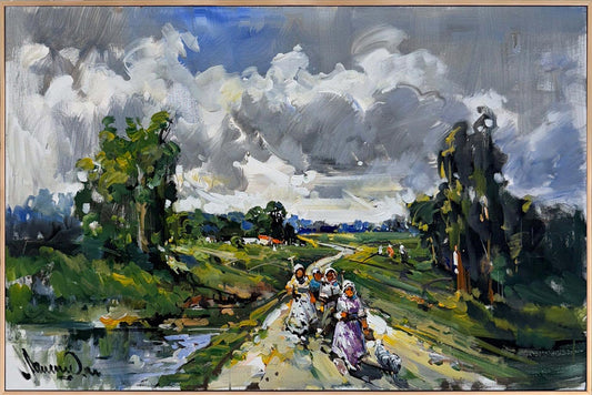 Köyde Akşamüstü Yağlı Boya Tablosu