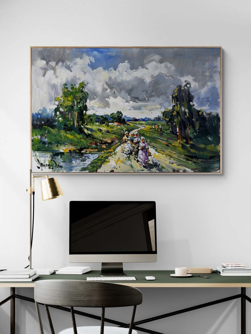 Köyde Akşamüstü Yağlı Boya Tablosu