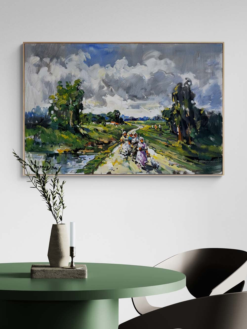 Köyde Akşamüstü Yağlı Boya Tablosu