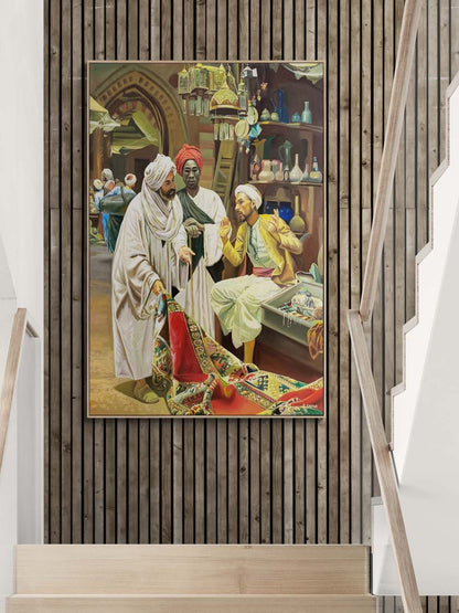 Çarşıdaki Pazarlık Yağlı Boya Tablosu