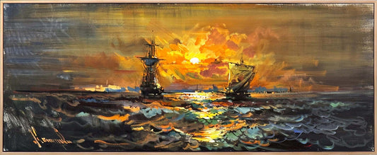 Limanda Akşam Ezgisi Yağlı Boya Tablosu