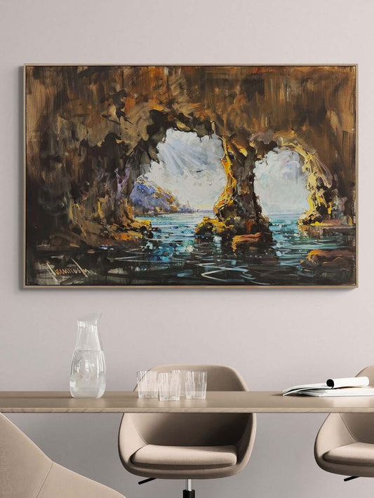 Mağaradaki Gün Doğumu Yağlı Boya Tablosu