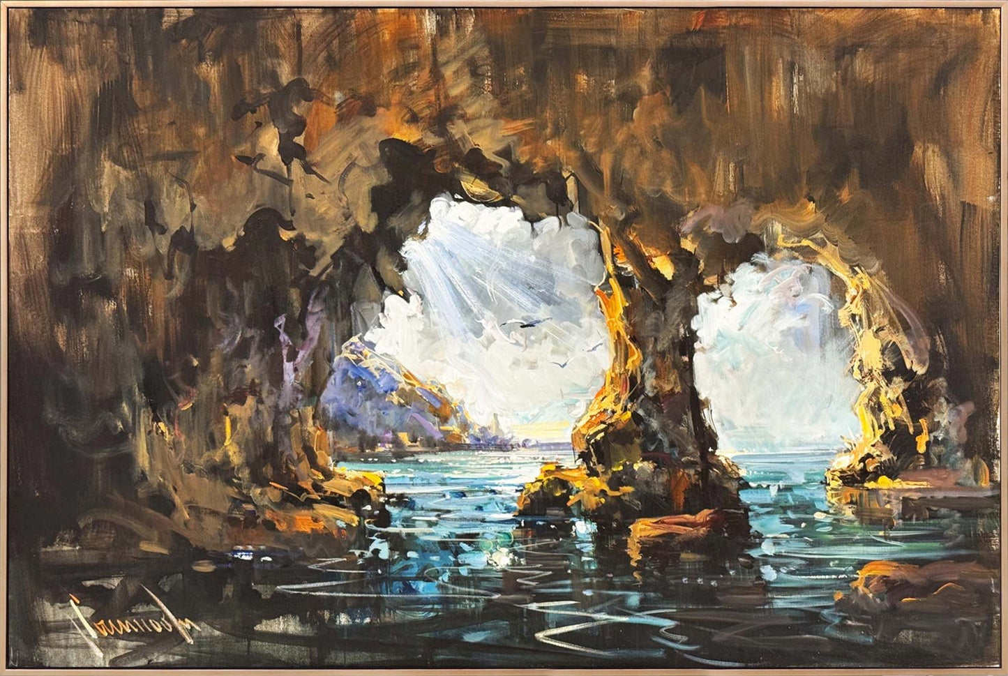 Mağaradaki Gün Doğumu Yağlı Boya Tablosu