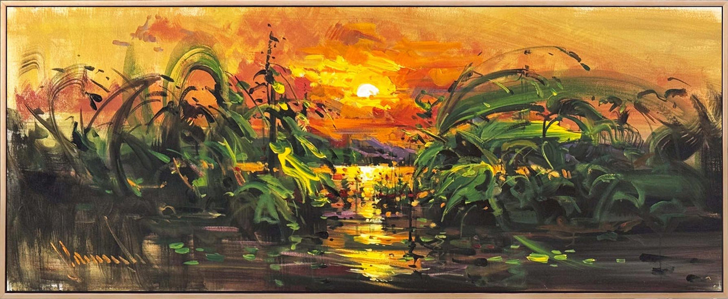 Nehir ve Işık Yağlı Boya Tablosu