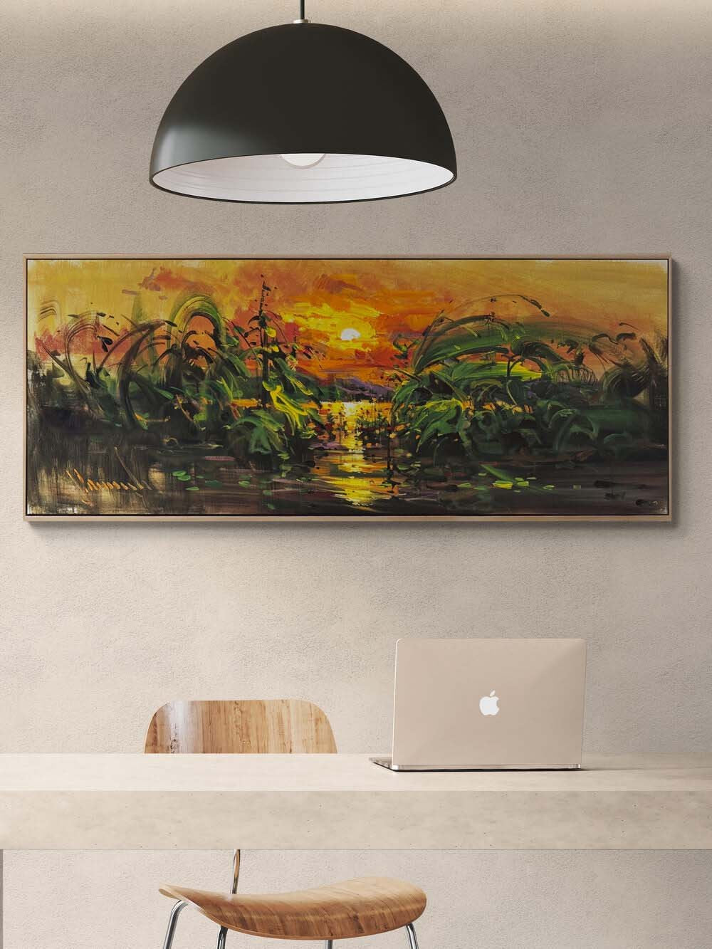 Nehir ve Işık Yağlı Boya Tablosu