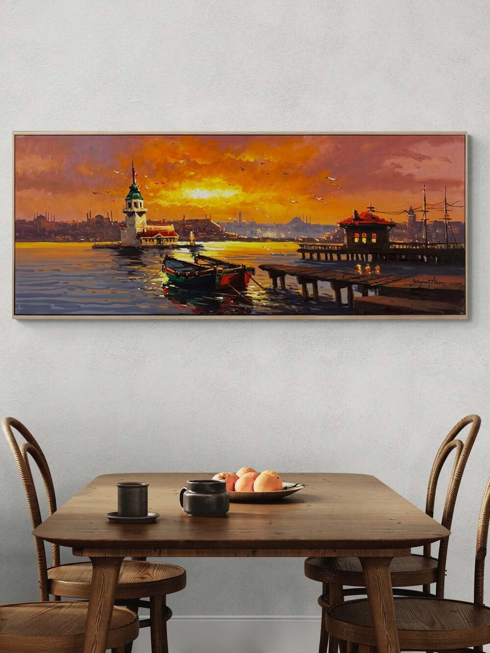 Ufka Doğru Kız Kulesi Yağlı Boya Tablosu