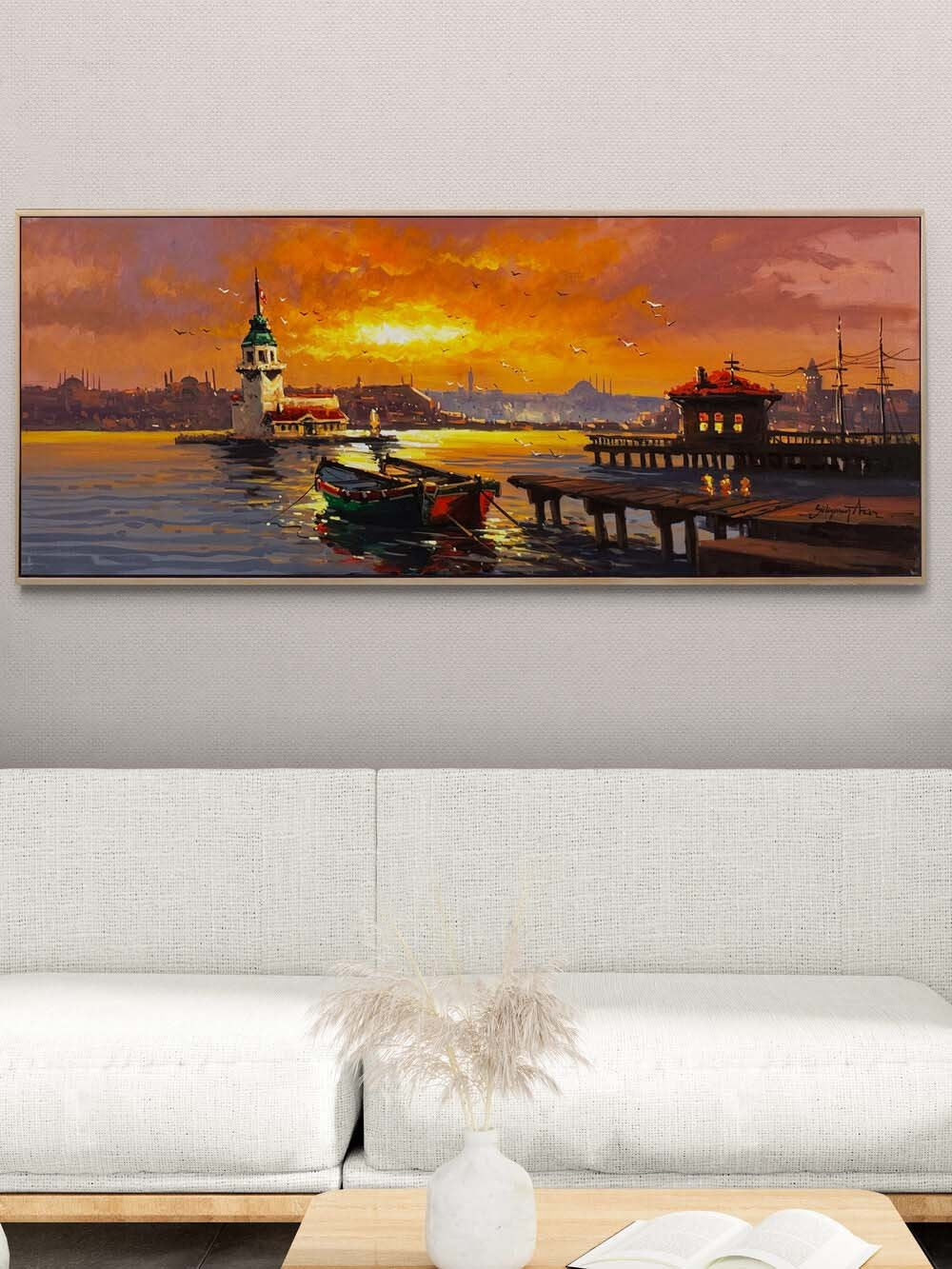 Ufka Doğru Kız Kulesi Yağlı Boya Tablosu