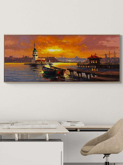 Ufka Doğru Kız Kulesi Yağlı Boya Tablosu