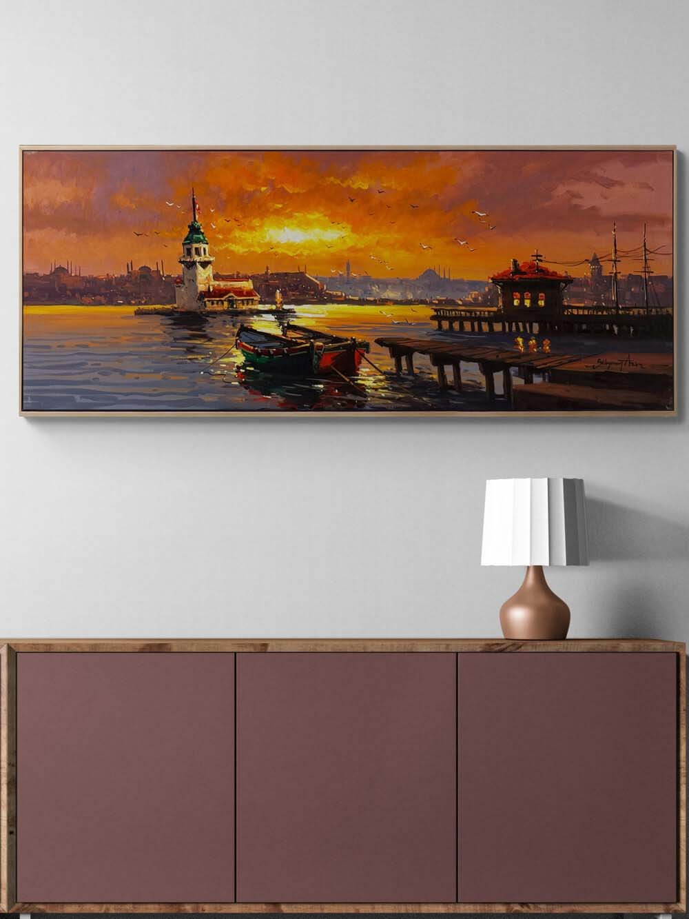 Ufka Doğru Kız Kulesi Yağlı Boya Tablosu