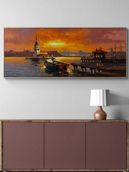 Ufka Doğru Kız Kulesi Yağlı Boya Tablosu