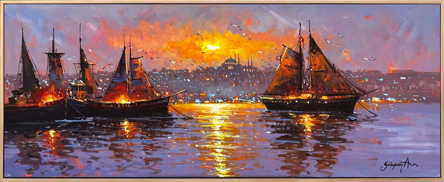 Boğazın Ortasında Yağlı Boya Tablosu