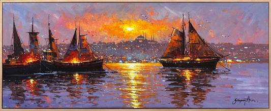 Boğazın Ortasında Yağlı Boya Tablosu