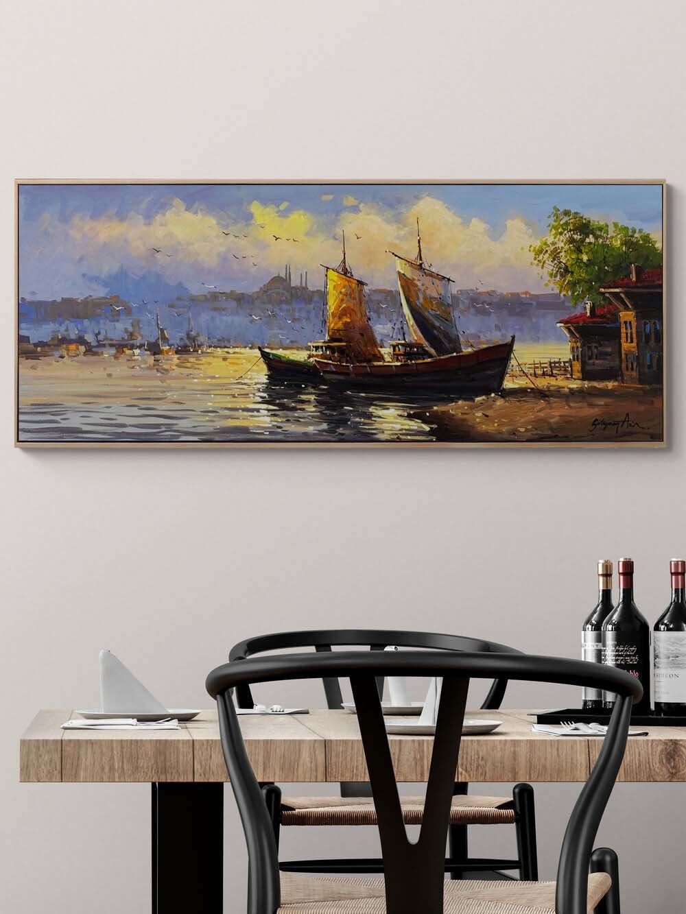 Sabahın İlk Işığında Boğaz Yağlı Boya Tablosu