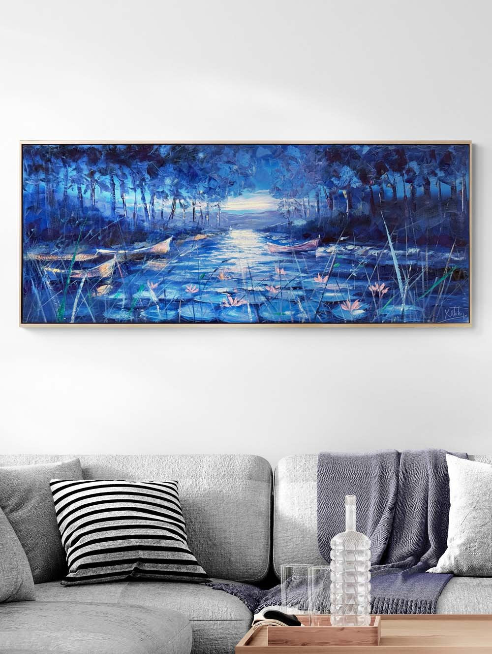 Ayışığında Nilüferler Yağlı Boya Tablosu