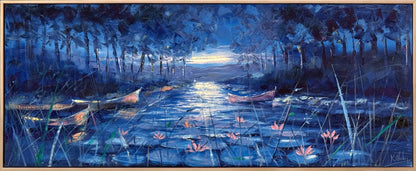 Ayışığında Nilüferler Yağlı Boya Tablosu