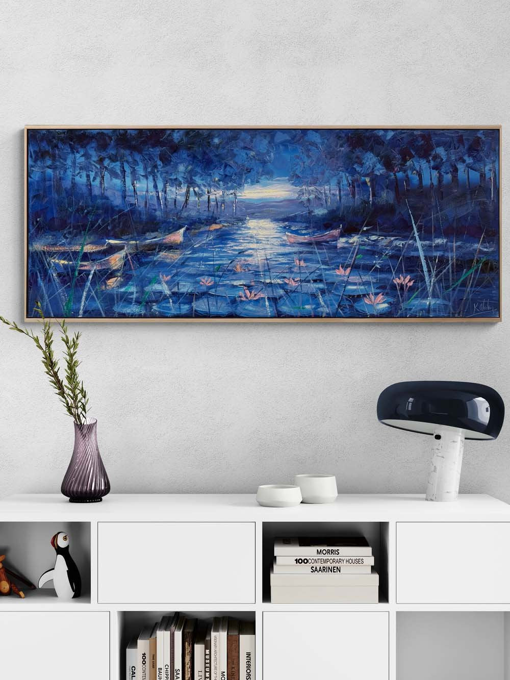 Ayışığında Nilüferler Yağlı Boya Tablosu