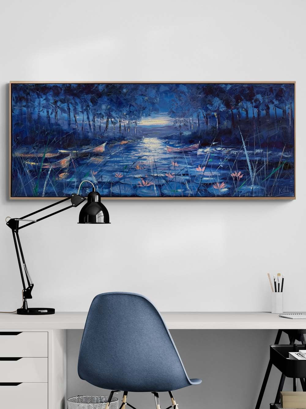 Ayışığında Nilüferler Yağlı Boya Tablosu