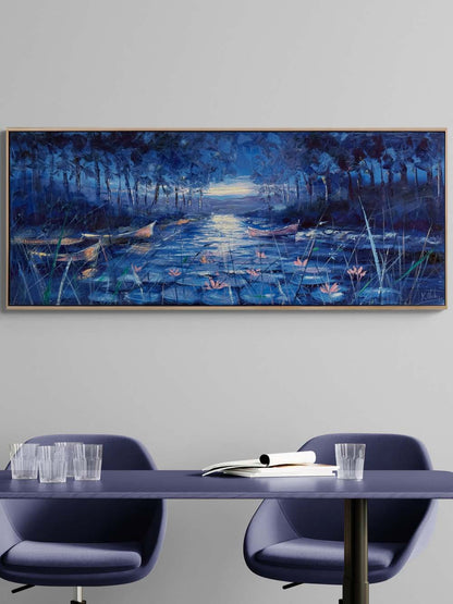 Ayışığında Nilüferler Yağlı Boya Tablosu