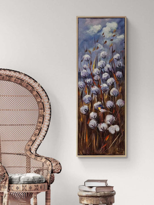 Toprağın Beyaz Çiçekleri Yağlı Boya Tablosu