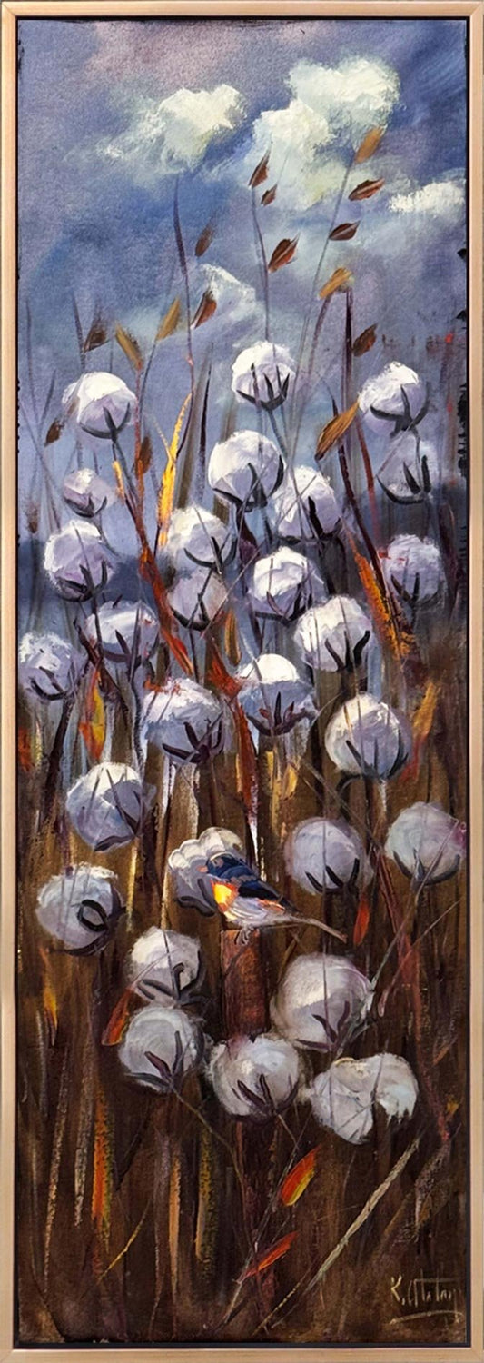 Toprağın Beyaz Çiçekleri Yağlı Boya Tablosu