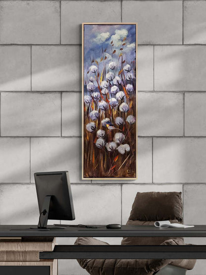 Toprağın Beyaz Çiçekleri Yağlı Boya Tablosu