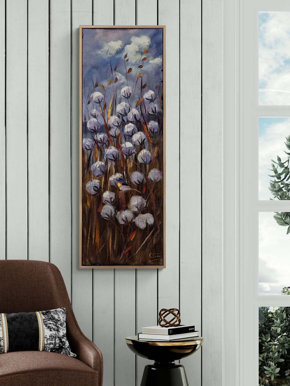 Toprağın Beyaz Çiçekleri Yağlı Boya Tablosu