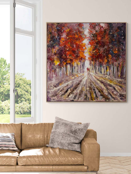 Sonbahar Yürüyüşü Yağlı Boya Tablosu