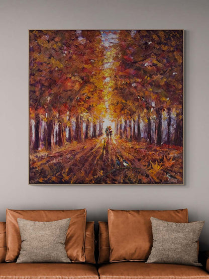 Kızıl Ağaçların Altında Yağlı Boya Tablosu