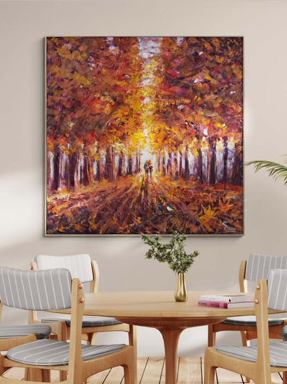 Kızıl Ağaçların Altında Yağlı Boya Tablosu